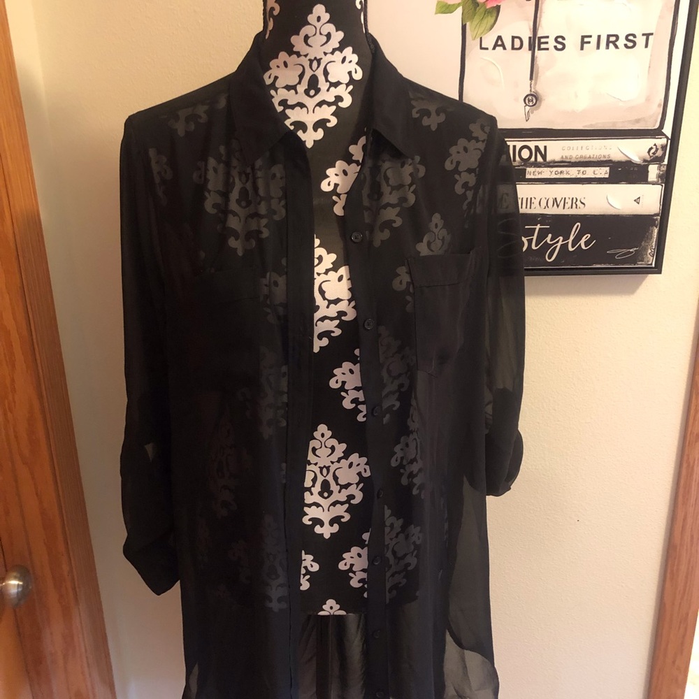 Button Down Long Blouse